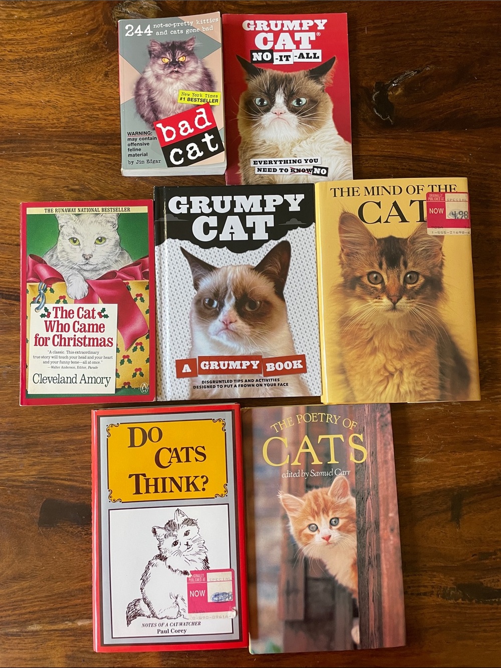 7 Mixed Lot of Red Yellow Cat Books - Grumpy Cat, Bad, Mind of, Poetry of …
